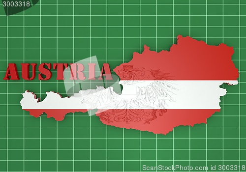 Image of map illustration of Austria with flag