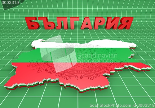 Image of map illustration of Bulgaria with flag