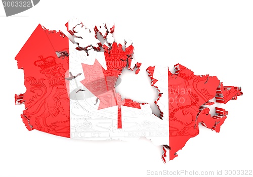 Image of Map of Canada with flag colors