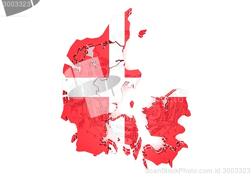 Image of map illustration of Denmark with flag