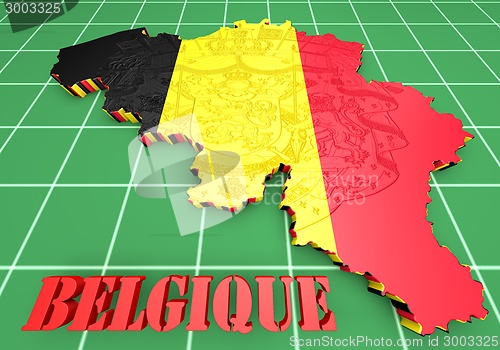 Image of map illustration of Belgium with flag