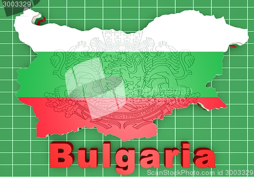 Image of map illustration of Bulgaria with flag