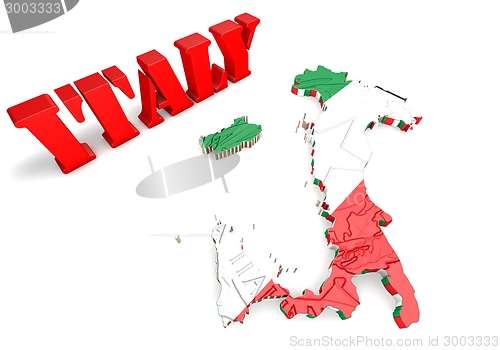 Image of Map of Italy with flag