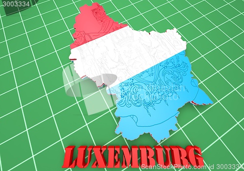 Image of Map illustration of Luxembourg with flag