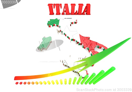 Image of Map of Italy with flag