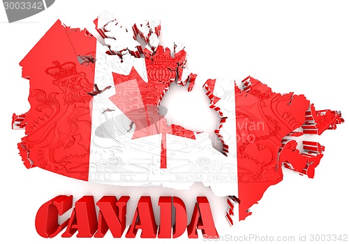 Image of Map of Canada with flag colors