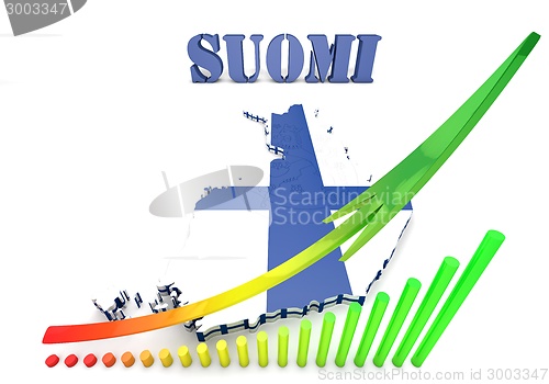 Image of map illustratin of Finland with flag