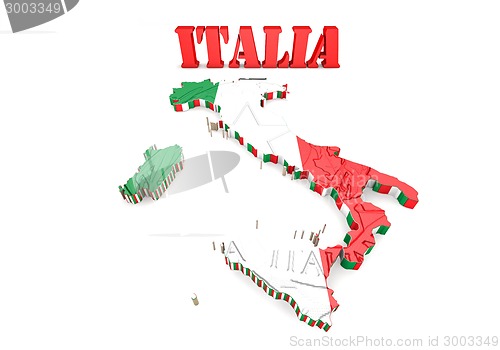 Image of Map of Italy with flag