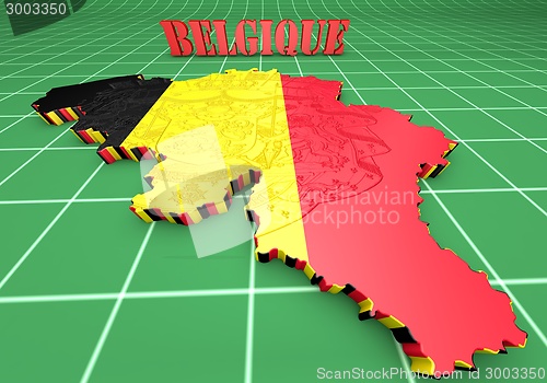 Image of map illustration of Belgium with flag