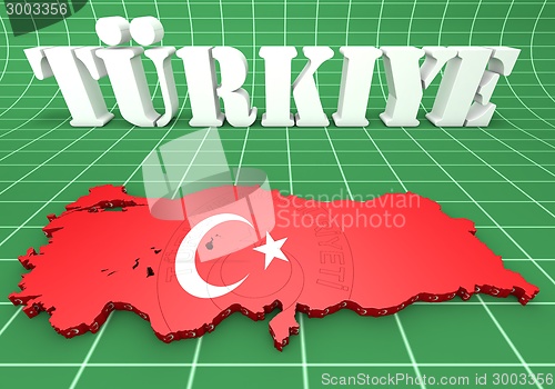 Image of map illustration of Turkey with flag