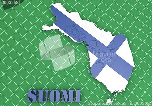 Image of map illustratin of Finland with flag