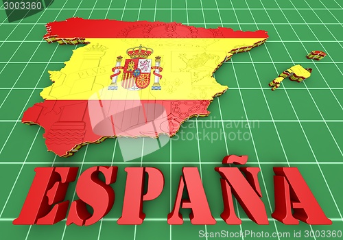 Image of Map of SPAIN with flag