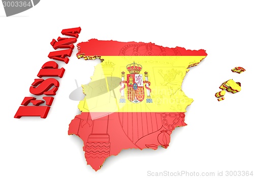 Image of Map of SPAIN with flag