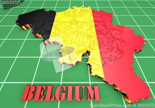 Image of map illustration of Belgium with flag