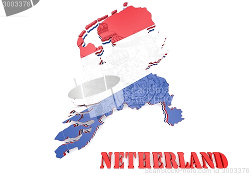 Image of Map illustration of Netherlands with flag