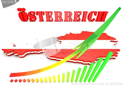 Image of map illustration of Austria with flag
