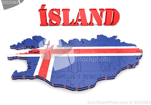 Image of map illustration of Iceland with flag