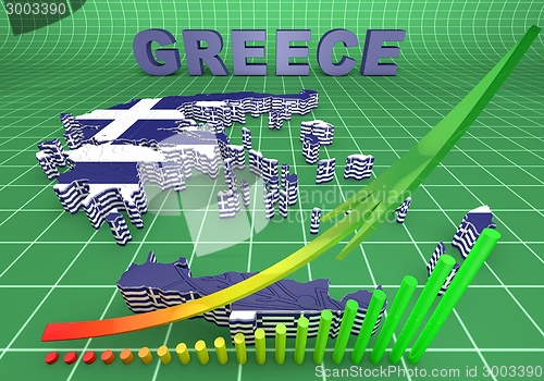 Image of map illustration of Greece with flag