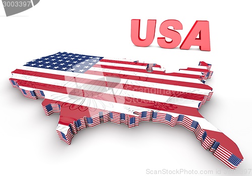 Image of U.S.A. mapped flag in 3D illustration .