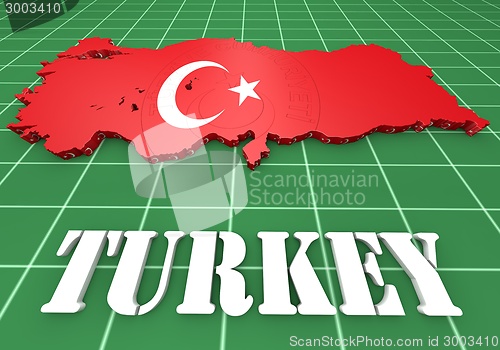Image of map illustration of Turkey with flag