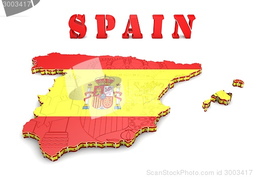 Image of Map of SPAIN with flag