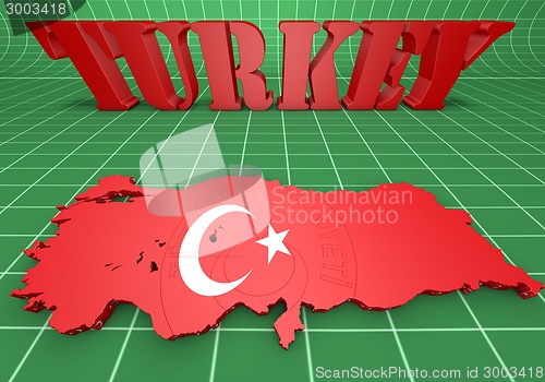 Image of map illustration of Turkey with flag