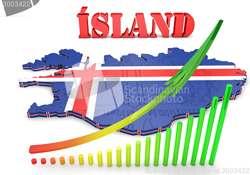 Image of map illustration of Iceland with flag