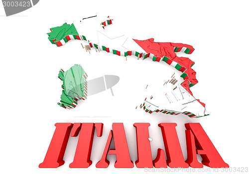 Image of Map of Italy with flag