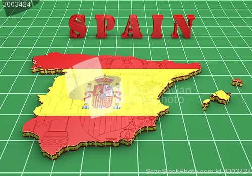 Image of Map of SPAIN with flag