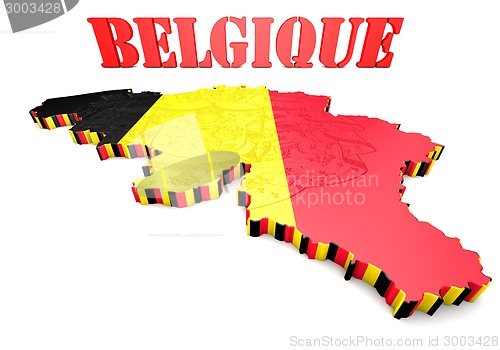 Image of map illustration of Belgium with flag