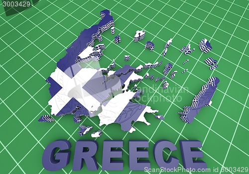 Image of map illustration of Greece with flag