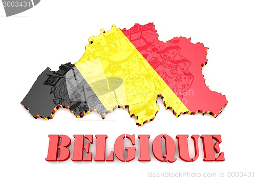 Image of map illustration of Belgium with flag