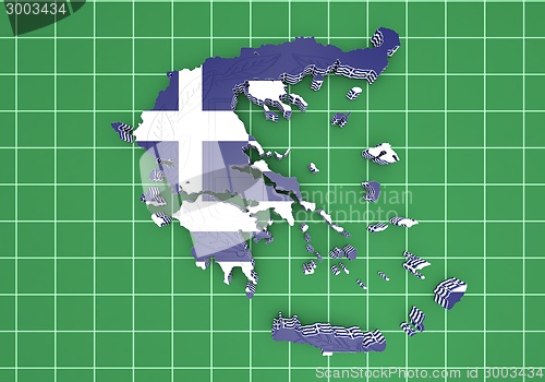 Image of map illustration of Greece with flag