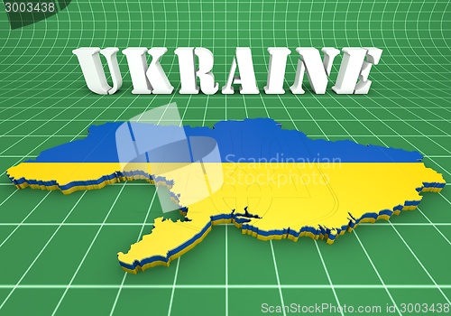 Image of map illustration of Ukraine with flag