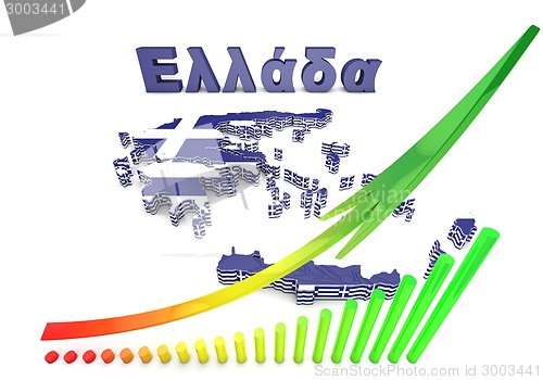 Image of map illustration of Greece with flag