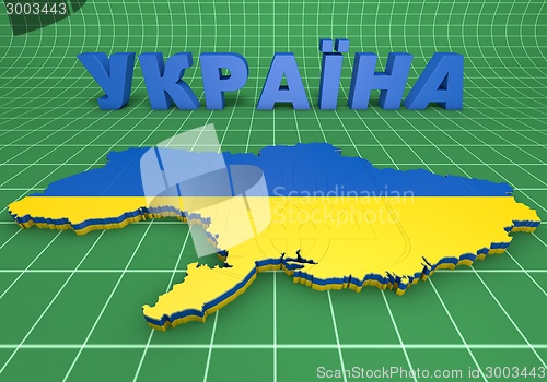 Image of map illustration of Ukraine with flag