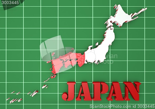 Image of map of Japan with flag