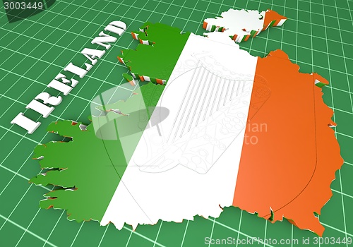 Image of map illustration of Iceland with flag