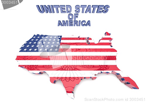 Image of U.S.A. mapped flag in 3D illustration .