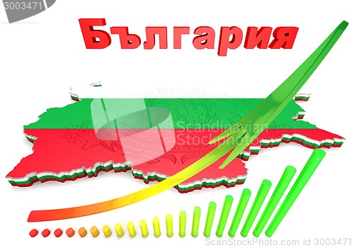 Image of map illustration of Bulgaria with flag