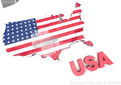 Image of U.S.A. mapped flag in 3D illustration .