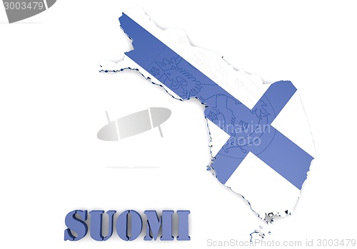 Image of map illustratin of Finland with flag