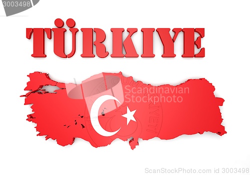 Image of map illustration of Turkey with flag