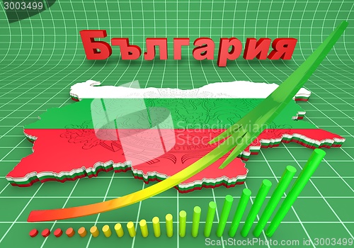 Image of map illustration of Bulgaria with flag