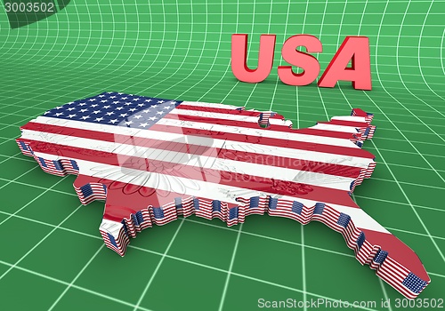 Image of U.S.A. mapped flag in 3D illustration .