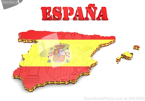 Image of Map of SPAIN with flag