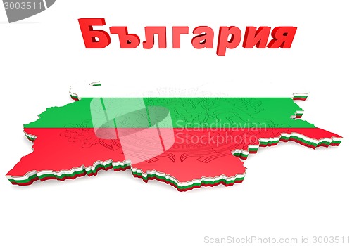 Image of map illustration of Bulgaria with flag