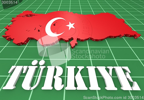 Image of map illustration of Turkey with flag