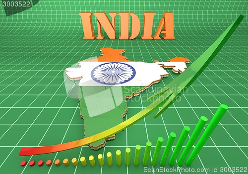 Image of Map illustration of India with flag