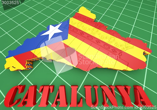 Image of map illustration of Catalonia with flag